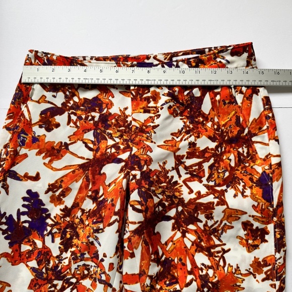 Club Monaco Pants Trousers Botanical Print Orange Tropical Sz 2 - Picture 8 of 15